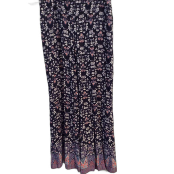 Mudd Wide Leg Rayon Elastic Back Waist Pants Floral blue XL Boho Gypsy Cottage - Picture 1 of 5